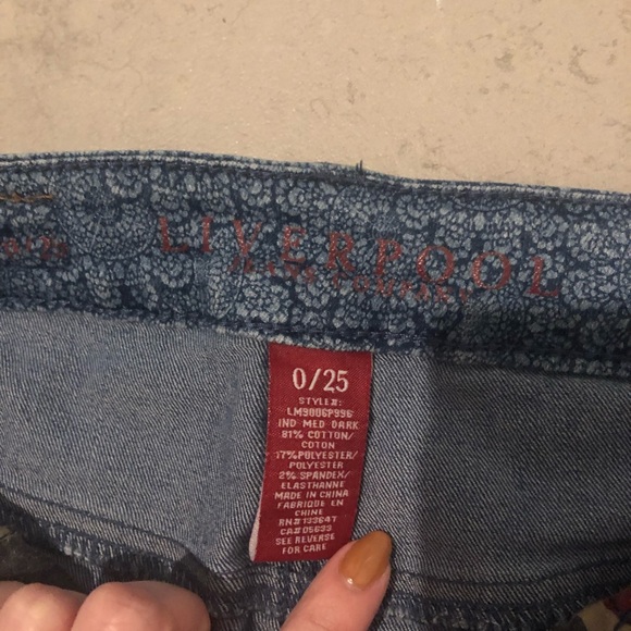 Liverpool Pattern Jean Shorts - Picture 4 of 5